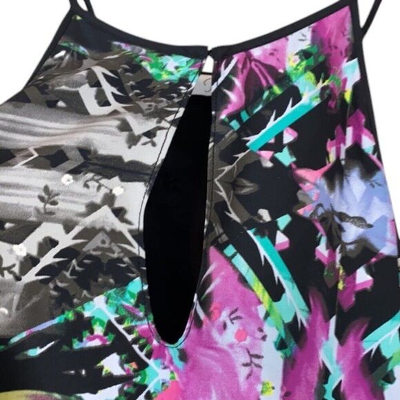 Parker Size M Silk Nassau Combo Abstract Print Tank Top Sleeveless Round Neck‎ - Picture 6 of 13
